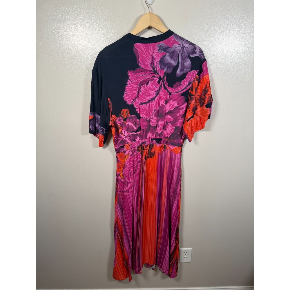 The Kit Cobie Shirt Dress Size 10 Maxi Striped Iris Art to Wear Abstract Floral - Picture 3 of 12